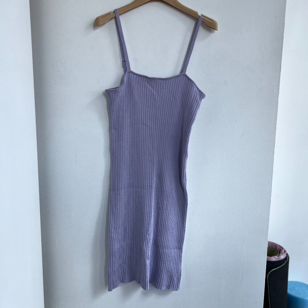 Lavender Purple Ribbed Knit Spaghetti Strap Dress NWOT